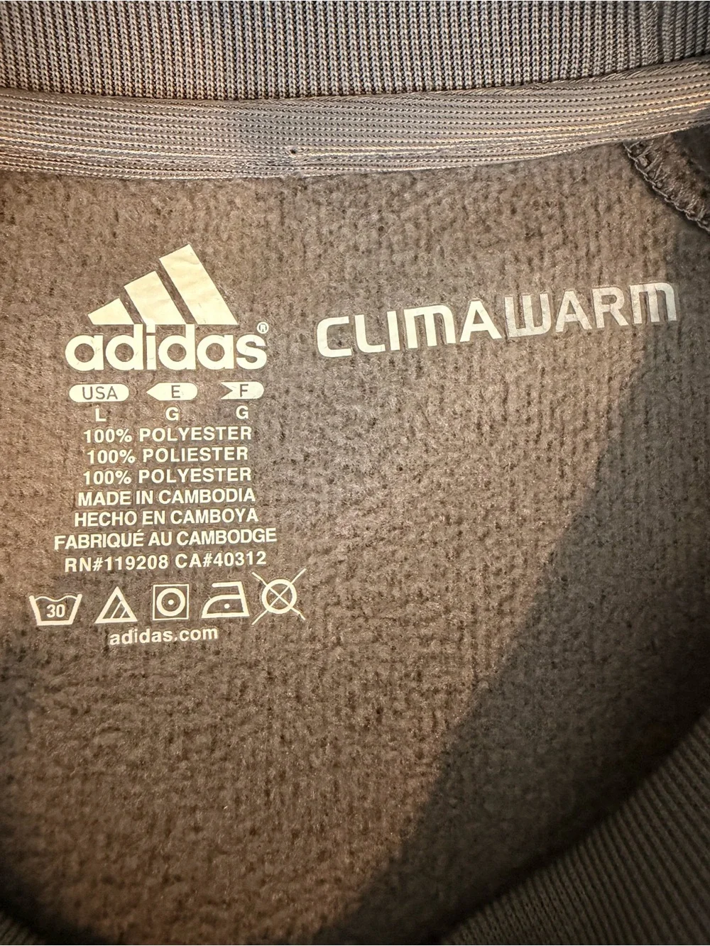 Adidas Nebraska Cornhuskers Men’s Large Gray ClimaWarm Crewneck Sweatshirt